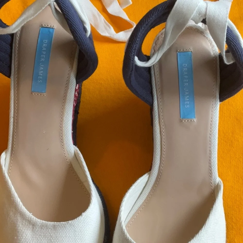 Draper James White/Blue/Red Lace Up Espadrilles Size 10, NWT - Picture 6 of 13